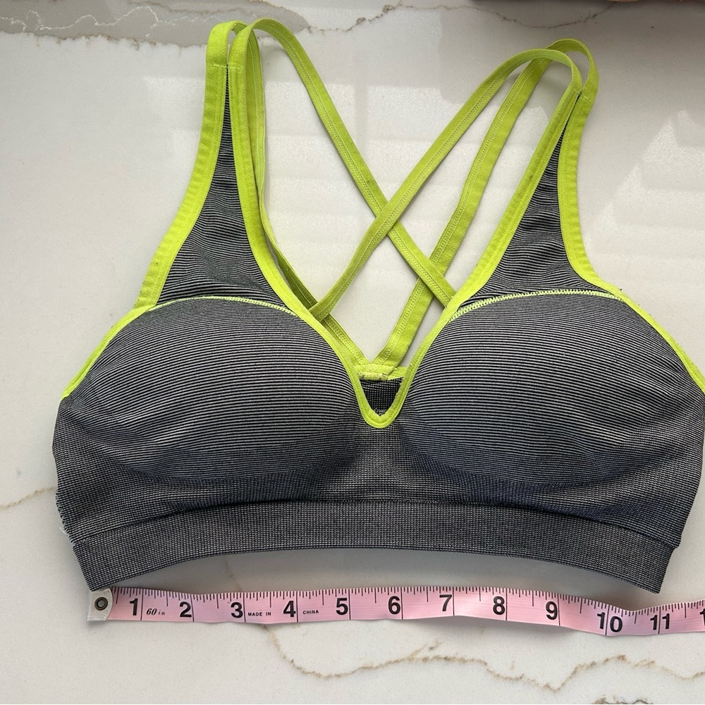 PINK Victoria's Secret Gray and Green Strappy Sports Bra